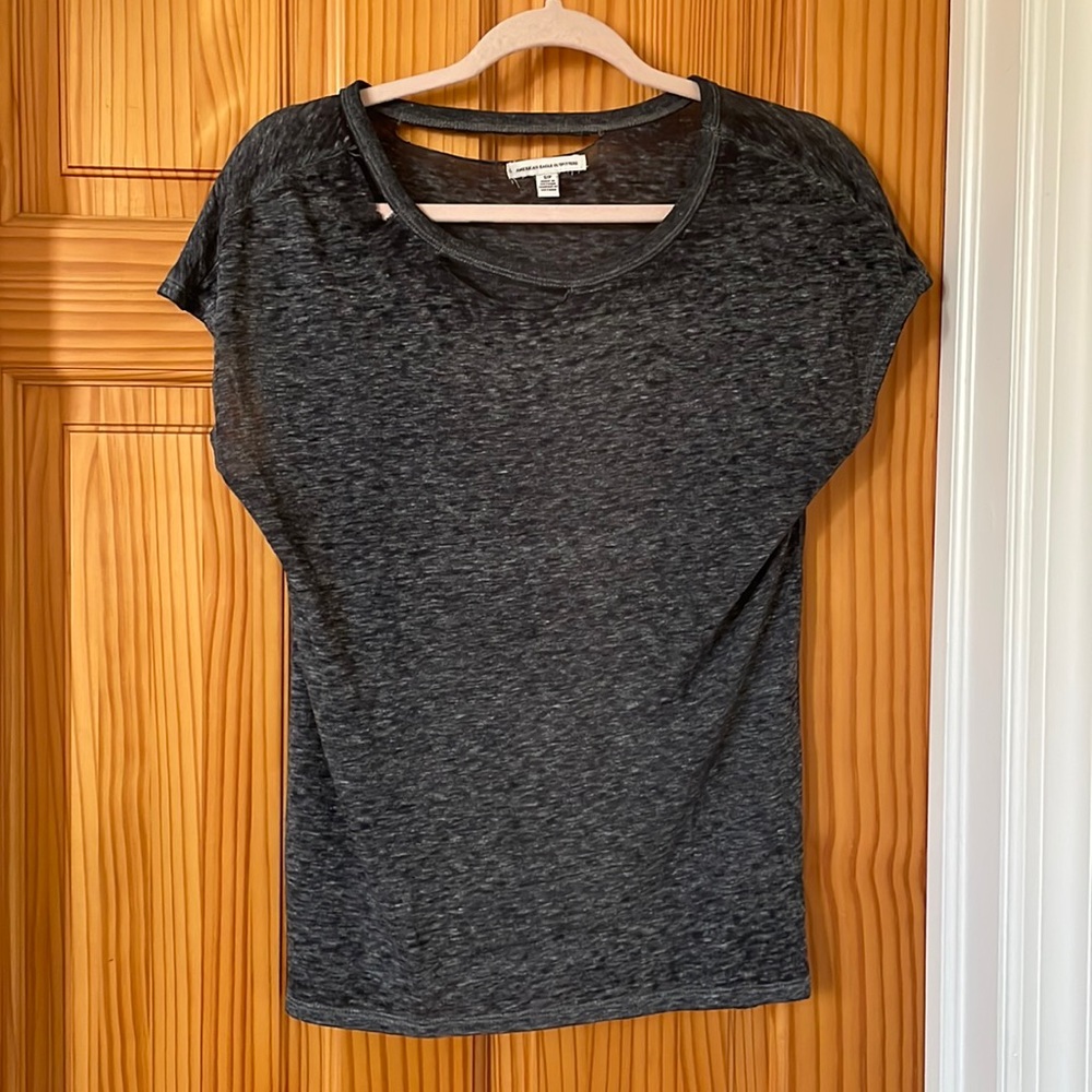 AE Super Soft Distressed Gray T Shirt